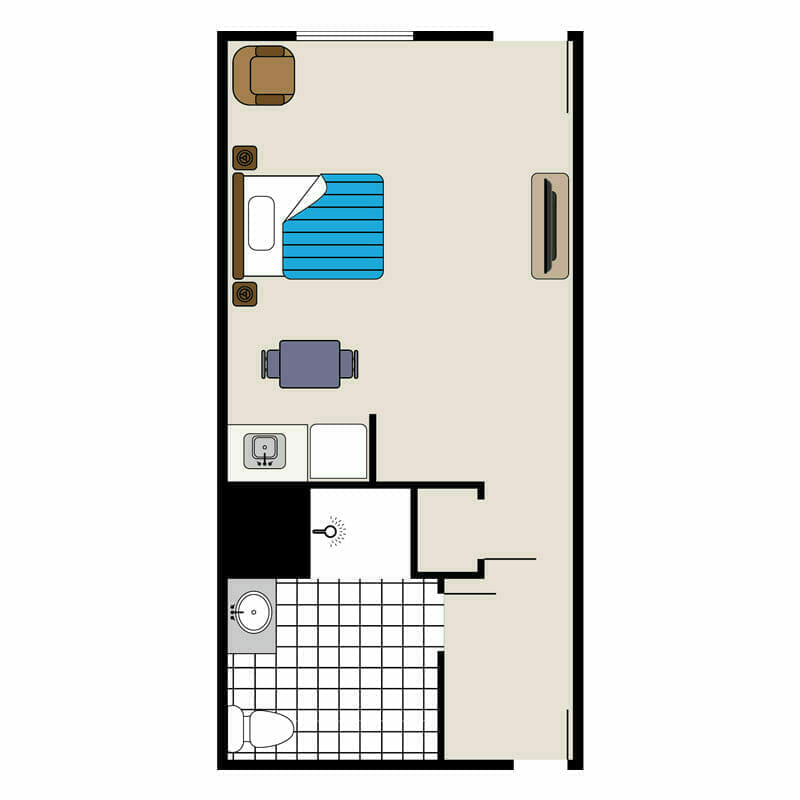 Assisted Living Private Medium Studio Floor Plan