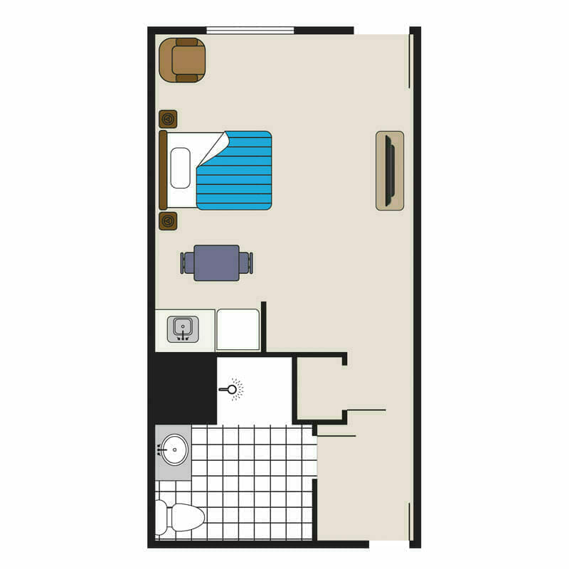 Assisted Living Private Medium Studio Floor Plan