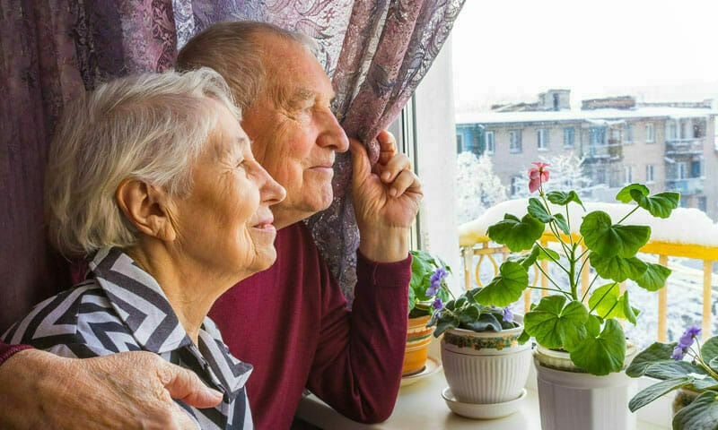 Senior Couple Looking Out Window